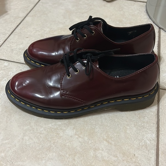 Dr Martens 1461 Cherry Red Smooth Leather Oxford Shoes - Picture 9 of 15